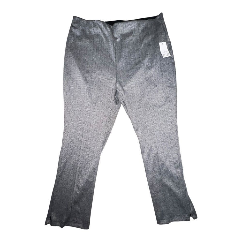 Ophelia Roe Plus Size Leggings Hi Waist Skinny Black White Herringbone 2X NWT